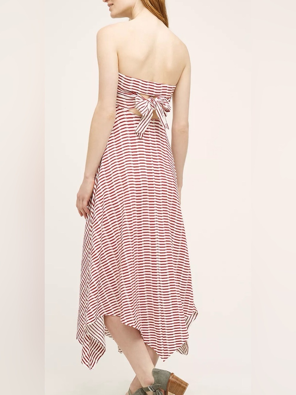 Anthropologie - Maeve Caleta Strapless Red And White Stripe Midi Dress Size SM - Picture 2 of 12